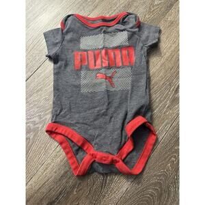 Puma Baby Boys 3-6M Dark Gray & Red Bodysuit